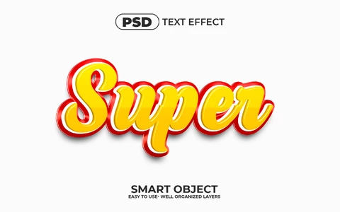 PSD Super Yellow Red 3D Text Effect