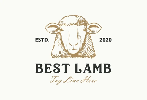 EPS,JPG Vintage Logo Design with Sheep Illustration