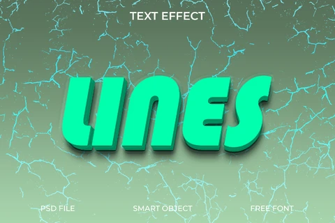 PSD Efecto de texto de línea 3d con fondo agrietado