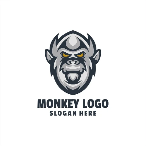 EPS,JPG Logotipo do mascote com ilustração arrojada de um macaco