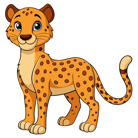 AI,JPG Illustrazione del personaggio del leopardo in stile cartone animato