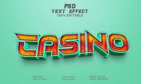 PSD Fütüristik casino 3d yazı tipi stili efekti