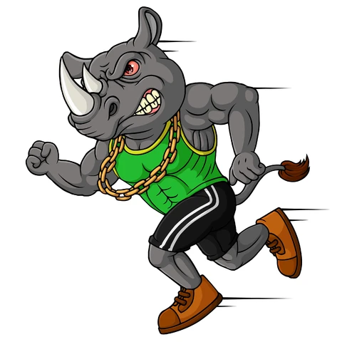 EPS,JPG Cartoon Style Athletic Rhino Illustration
