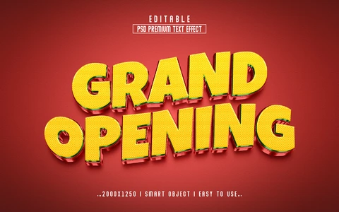 PSD Efecto de texto 3d de gran inauguración