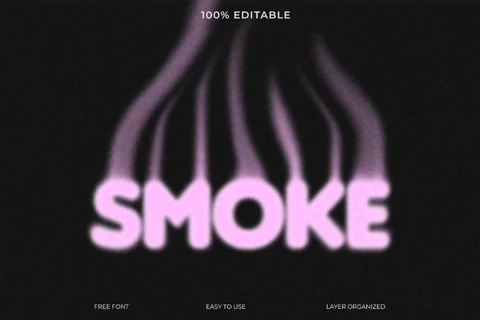 PSD Efeito de estilo de fonte de fumaça