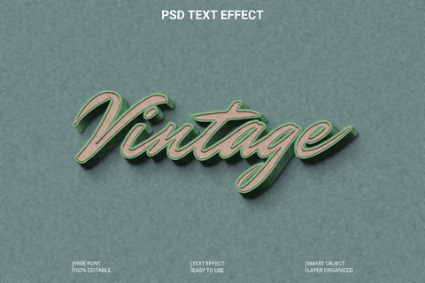 PSD Vintage Noise 3D Font Style Effect