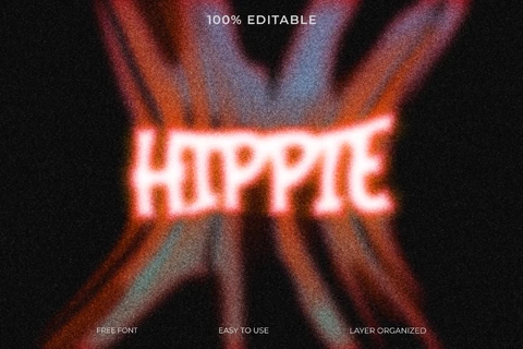 PSD Hippie Psychedelic Trip 3D Text Effect