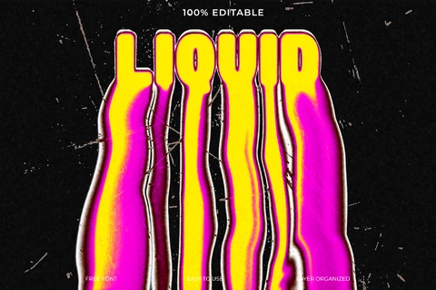 PSD Liquid Dripping Colors Font Style Text Effect