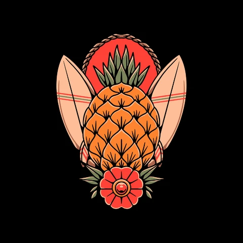 EPS,AI,JPG Surfing Pineapple Graphic