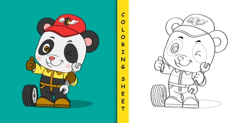 EPS,JPG Colorful and Line Art Panda Illustration
