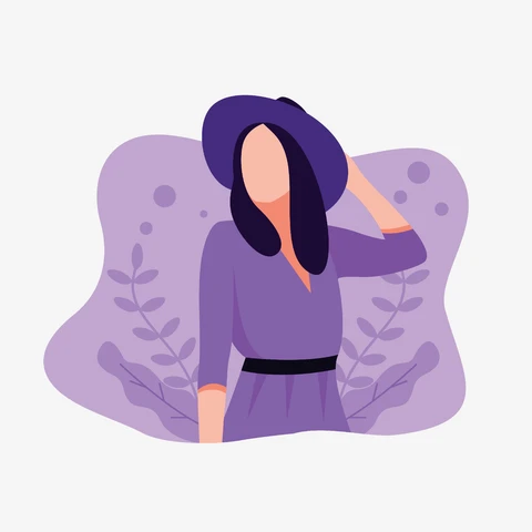 EPS,JPG Ilustración plana de una mujer en tonos morados