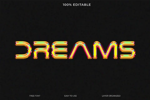 PSD Efecto de texto con estilo de fuente Dreams