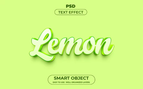 PSD Lemon Green Lime 3D Text Effect