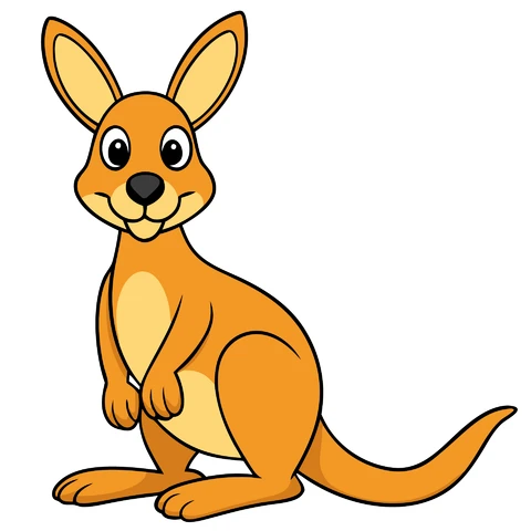 AI,JPG Cartoon Style Kangaroo Illustration