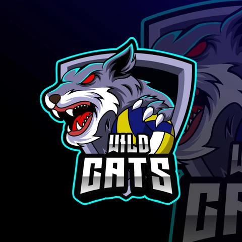 EPS,JPG Diseño de logotipo de mascota con temática de gatos salvajes