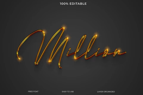 PSD Million Shiny Gold Font Style Text Effect