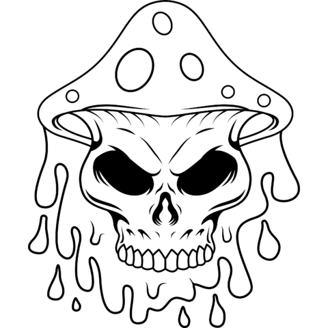 SVG, PNG Vloeibaar gif dronken hallucinogene paddenstoel schedel halloween magie