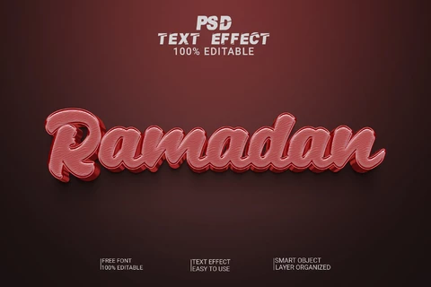 PSD Ramadán marrón metálico efecto texto 3d
