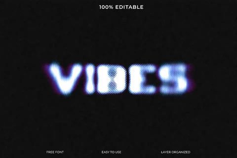 PSD Vibes Blue Blurry Fading Font Style Text Effect