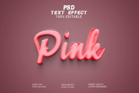 PSD Rosa cursiva minimalista elegante girly 3d efecto de texto
