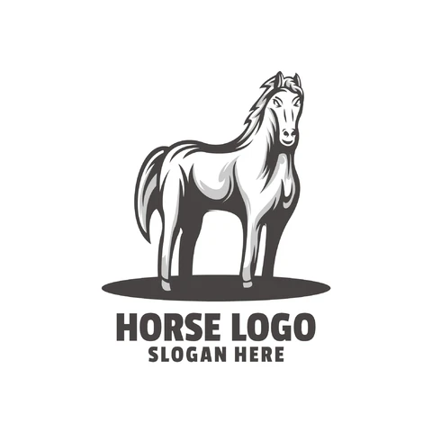 EPS,JPG Monochrome Horse Logo Design
