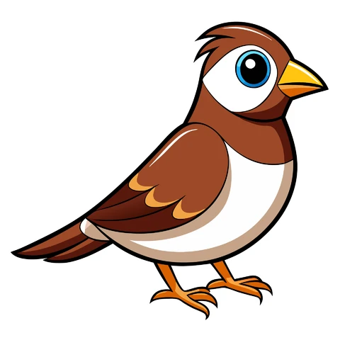 AI,JPG Cartoon Style Bird Illustration