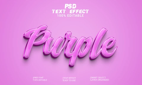 PSD Efecto de estilo de fuente 3d monocromática púrpura