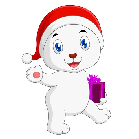EPS,JPG Cartoon Christmas Seal with Gift
