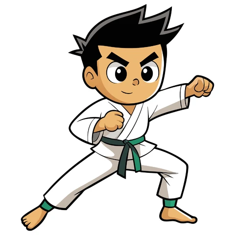 AI,JPG Postać z kreskówki w pozie karate