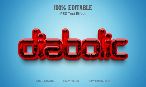 PSD Efecto texto 3d lava roja diabólica