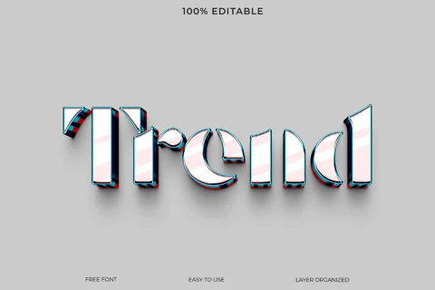 PSD Efeito de texto de estilo de fonte 3d de tendência