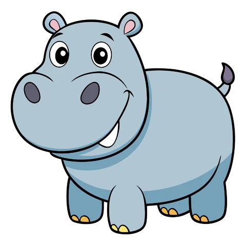 AI, JPG Illustrazione di ippopotamo in stile cartoon