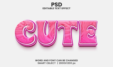 PSD Cute Pink Vintage 3D Text Effect
