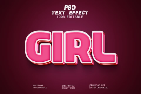PSD Girl Pink Cheerleader Style 3D Text Effect