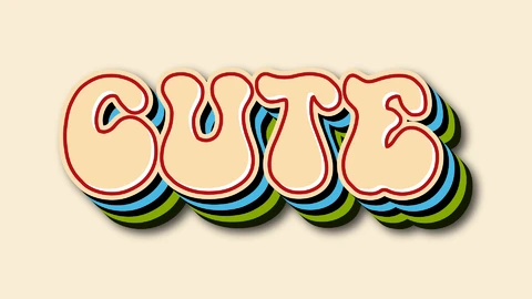 EPS,AI Cute Vintage 3D Text Effect