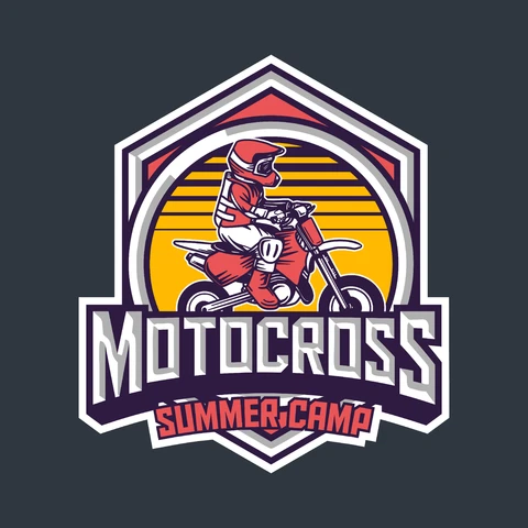 EPS,JPG Emblema vintage de acampamento de verão de motocross