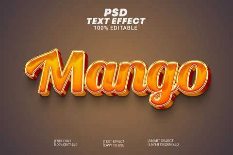 PSD Mango Juicy Glossy 3D Text Effect