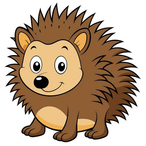 AI,JPG Cartoon Style Hedgehog Illustration