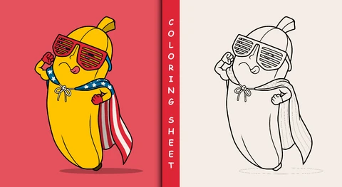 EPS,JPG Colorful Cartoon Banana Character Design