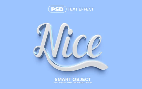 PSD Nice Baby Blue 3D Text Effect