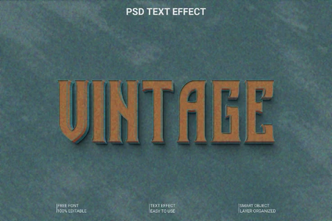 PSD Vintage art deco 3d estilo de fuente efecto