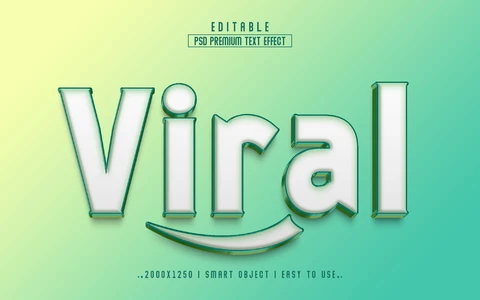 PSD Viral Shades of Green 3D Text Effect
