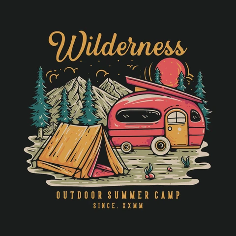 EPS, JPG Illustration de camping vintage