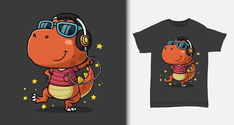 EPS,JPG Cute Cartoon Dinosaur T-Shirt Design