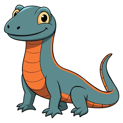 AI,JPG Cartoon Style Friendly Lizard Character