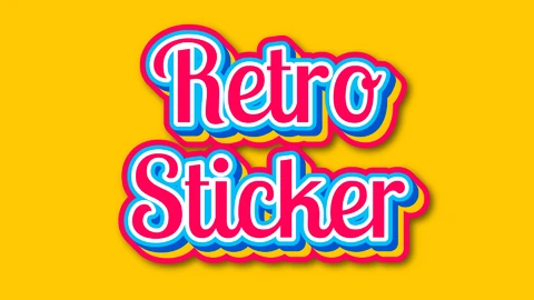EPS,AI Efeito de texto colorido em camadas no estilo adesivo dos anos 80