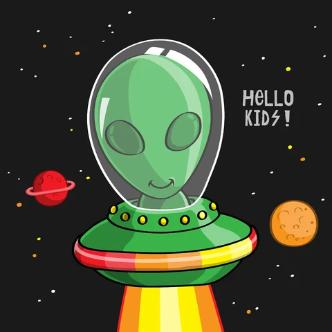 EPS,JPG Ilustração de alienígena em estilo cartoon