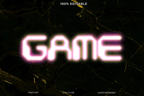 PSD Efeito de texto de estilo de fonte retrô de bitmap de jogo
