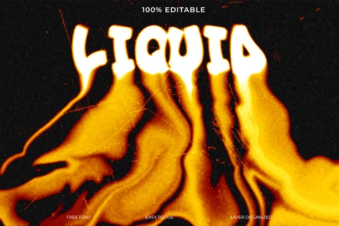 PSD Liquid Fire Font Style Text Effect