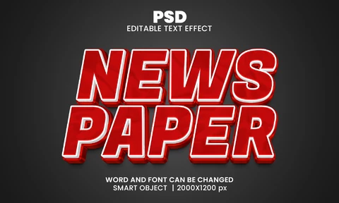 PSD Zeitung rot 3d text effekt